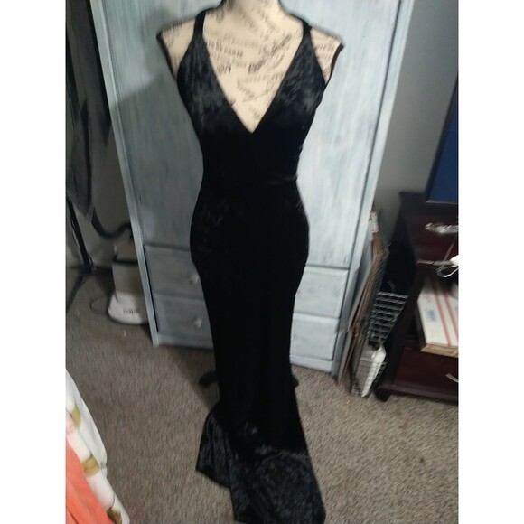 Windsor Maxi Sleeveless Velor Lace Back Dress Black Sm Y2K Wimsygoth Vintage... - Picture 4 of 16